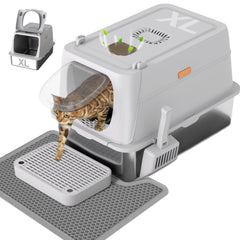 Anywish caja de arena de acero inoxidable con tapa XL para gatos grandes
