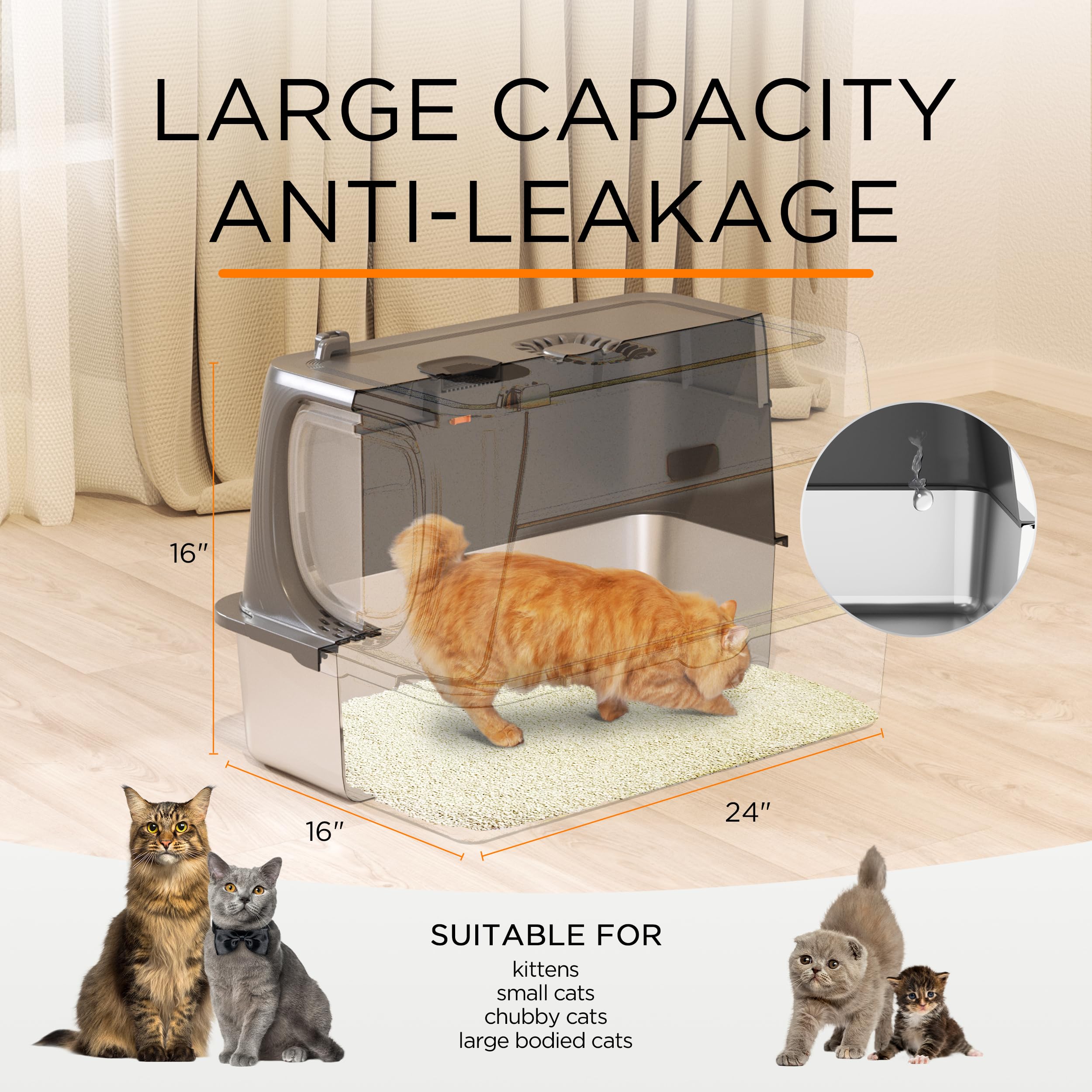 Anywish espacio extra grande para gatos grandes y más comodidad