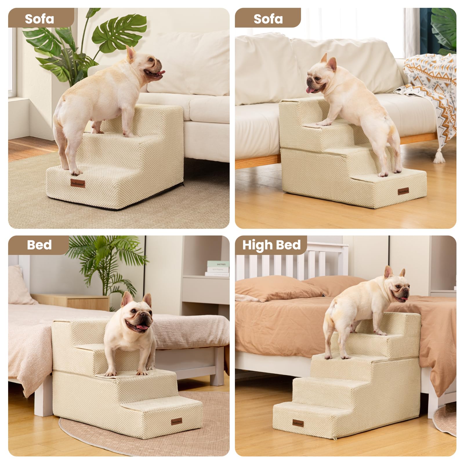 Aodisman escaleras para mascotas pequeñas, diseño estable evita resbalones