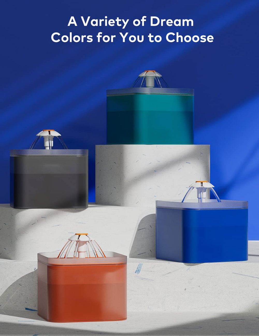 AONBOY fuente para gatos azul flor, burbujas atractivas para activar la ingesta de agua.