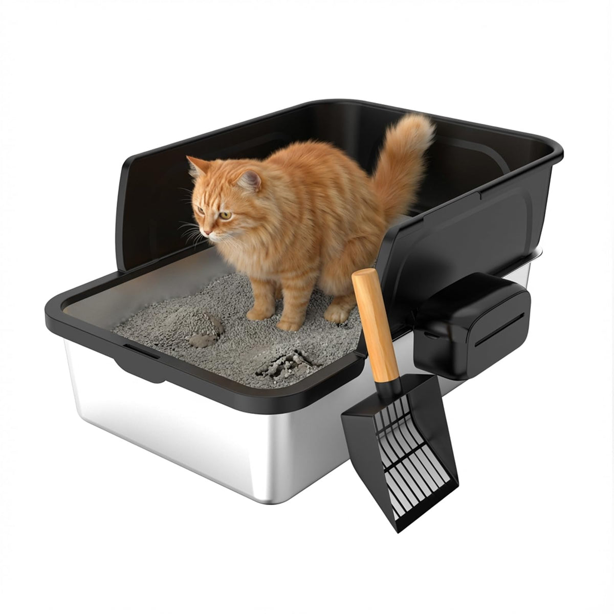 APD APETDOLA bandeja higienica de acero inoxidable para gatos grandes