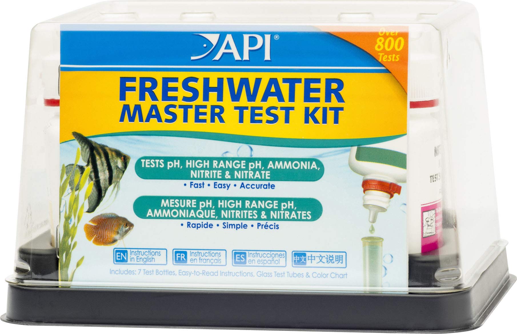 API agua dulce maestro prueba kit: tarjeta de colores laminada para pruebas rápidas