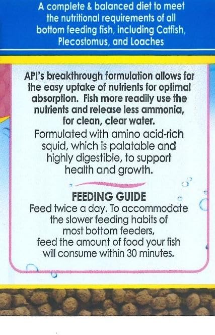 API pellets de fondo con proteína óptima para crecimiento saludable de peces.