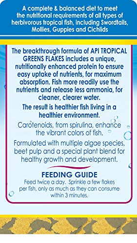 API Tropical Greens Flakes: ingredientes algas y pulpa de remolacha para colores vivos.