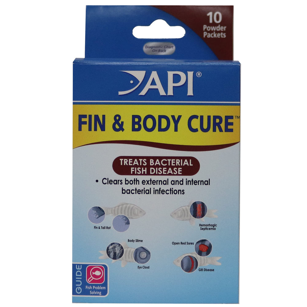 API FIN Y BODY CURE: caja-10-sobres para tratamiento de peces de agua dulce.