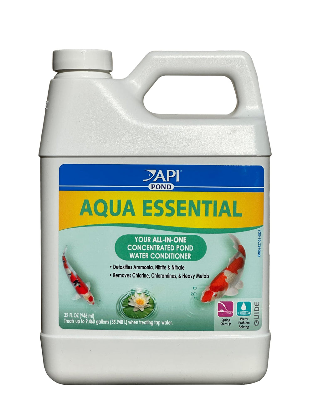 API Pond Aqua Essential: botella-32onzas para acondicionar el agua y proteger a los peces.
