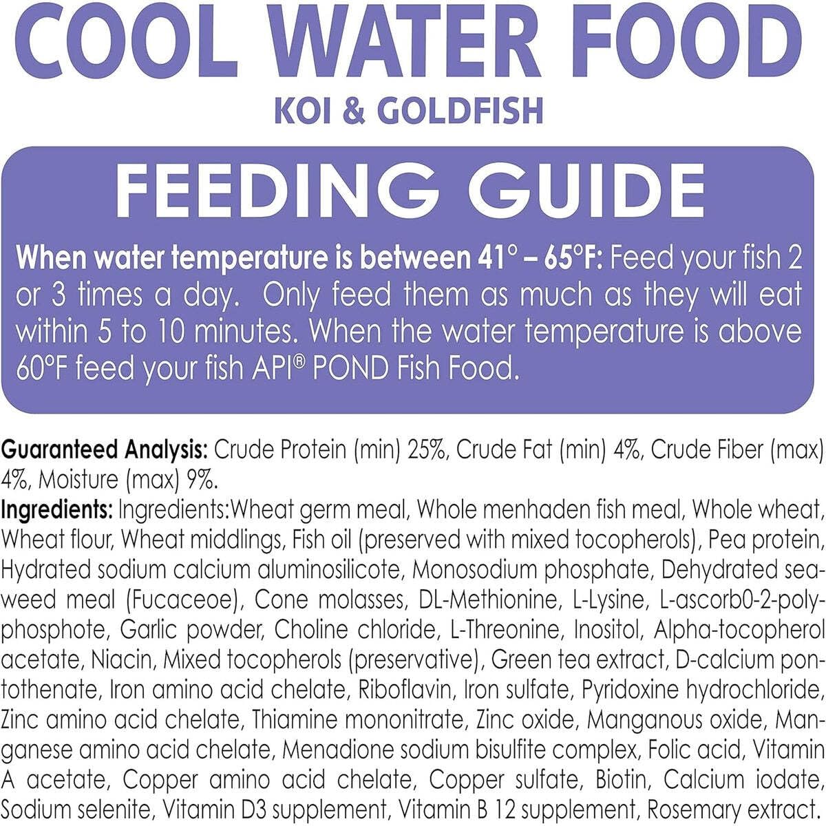 API POND COOL WATER FOOD gránulos de alta proteína para peces