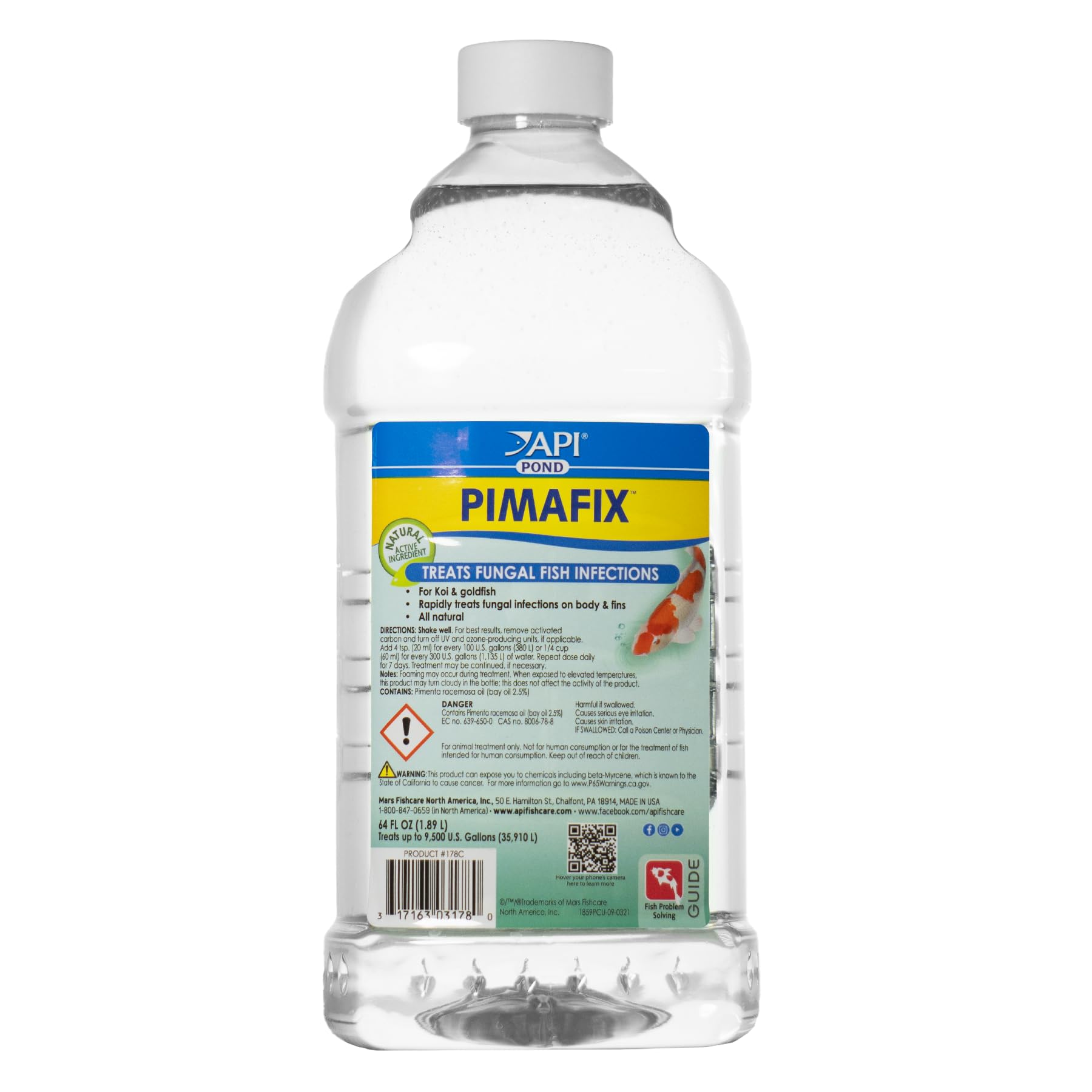API POND PIMAFIX: botella 64 onzas lista para tratamiento antifúngico en estanque.