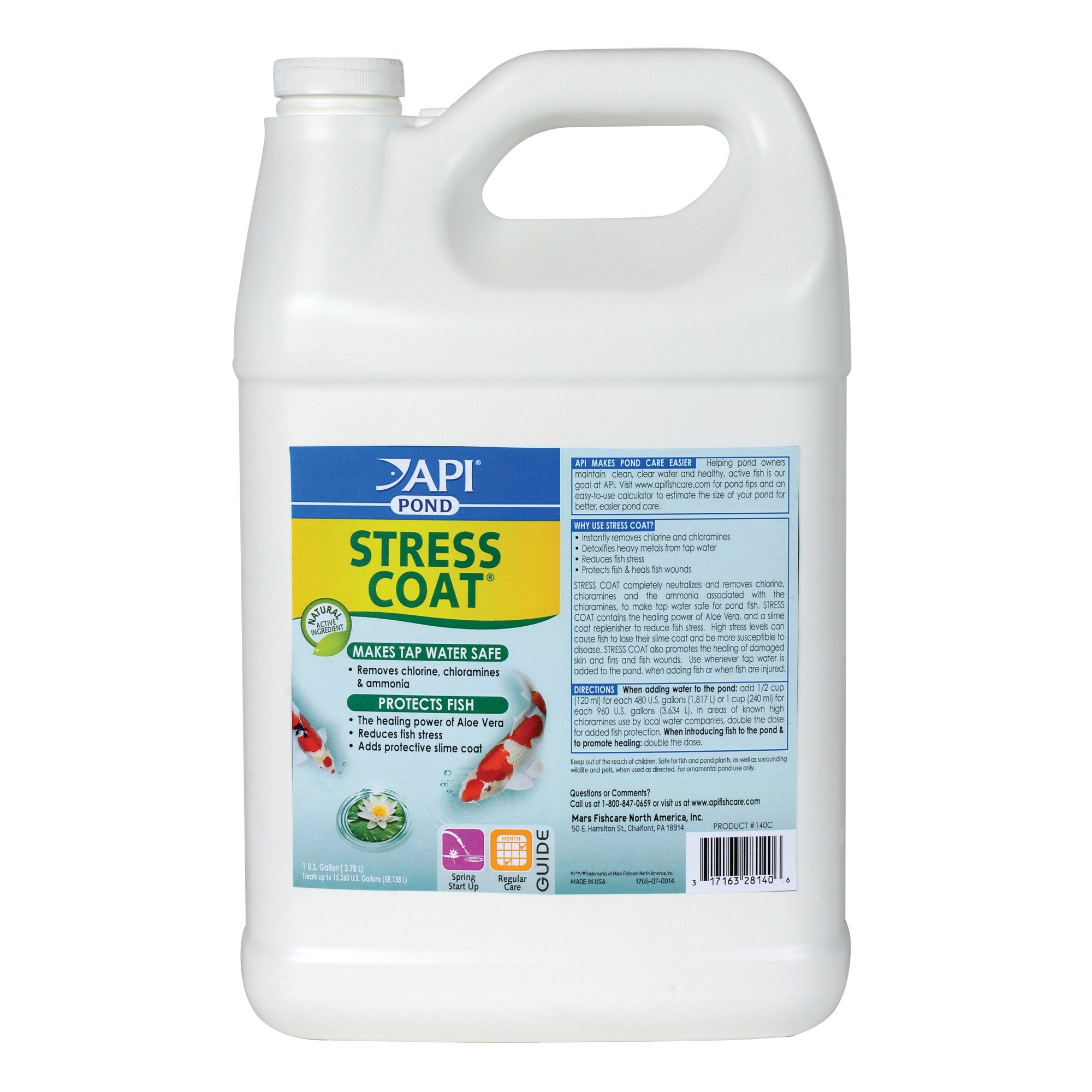 API POND STRESS COAT: bote de 1 galón para estanques, protege peces al cambiar agua