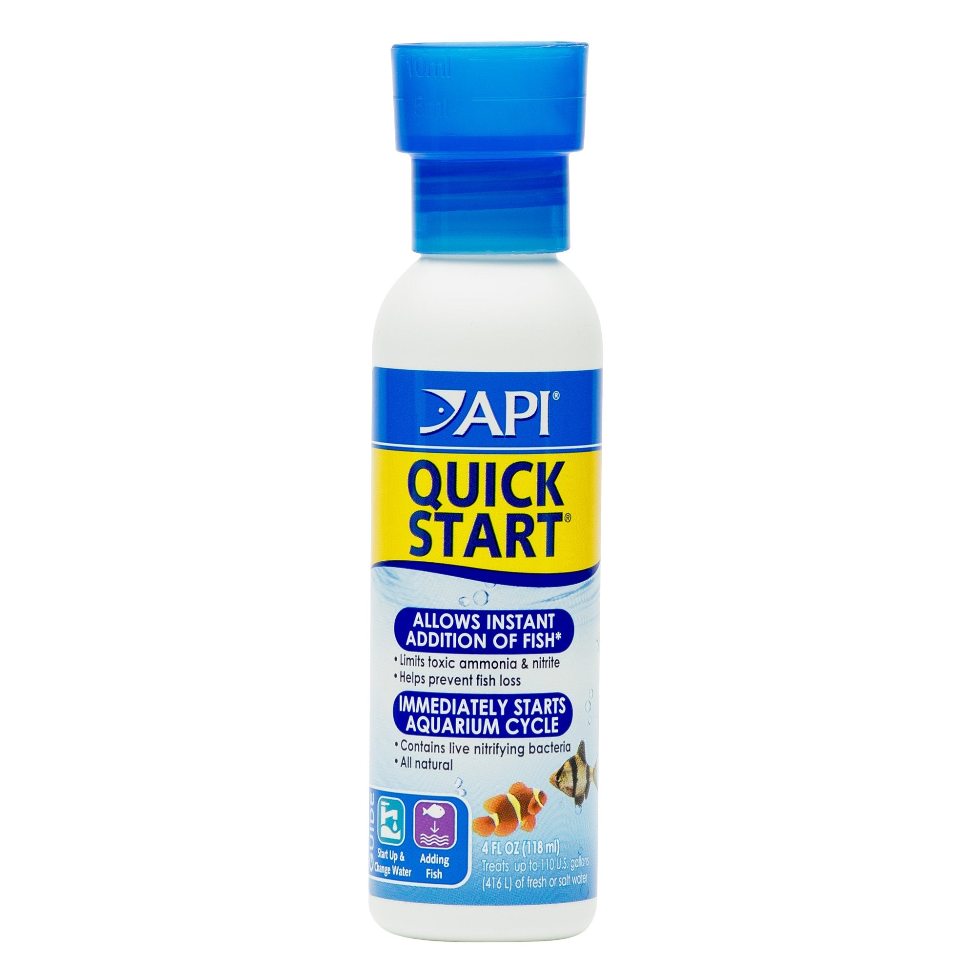 API Quick Start frasco-4oz con bacterias nitrificantes para iniciar el acuario.