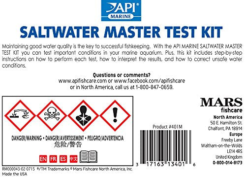 API Saltwater Master Test Kit tubo de prueba con tapa.