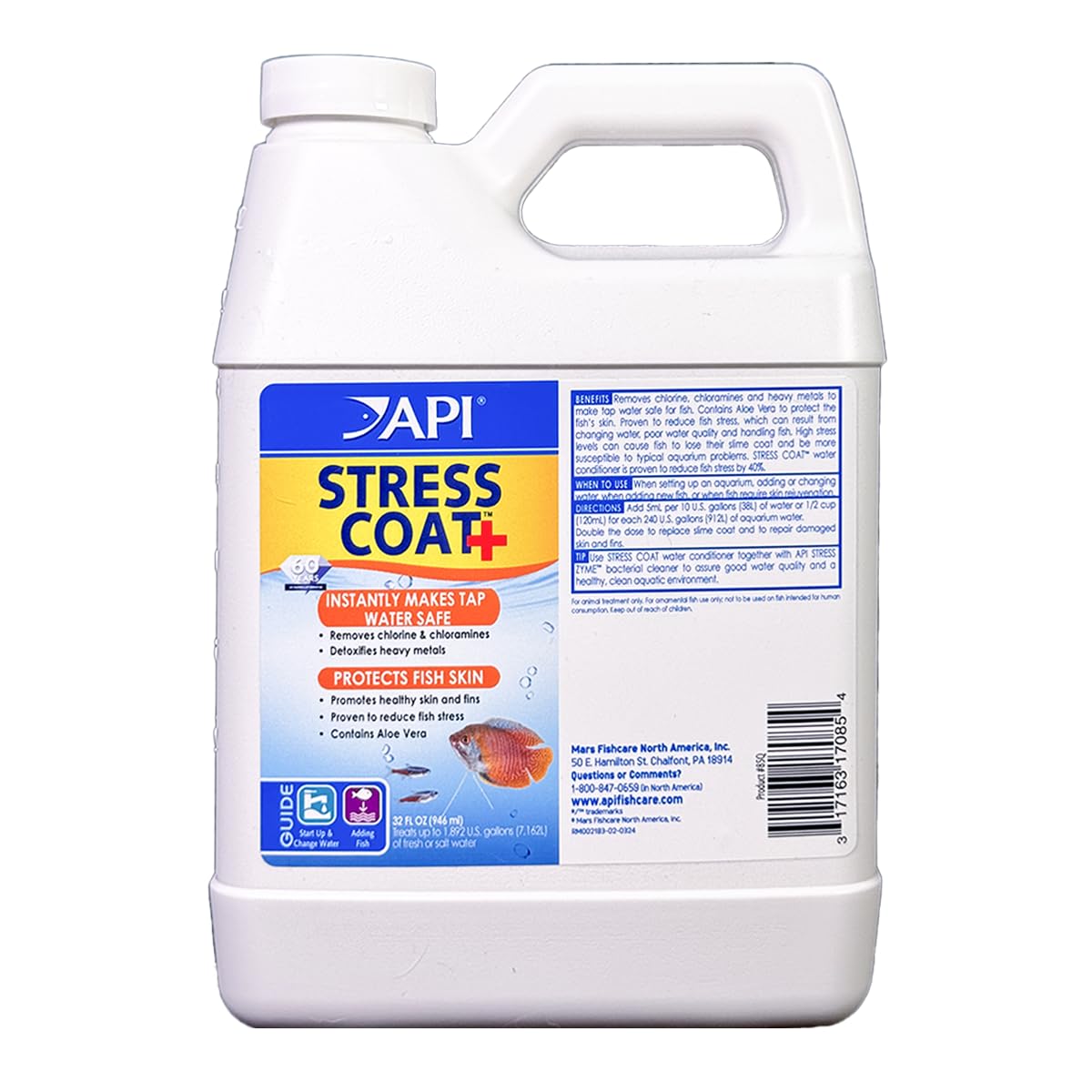 API STRESS COAT: botella de 32 onzas para acondicionar estanques y proteger peces