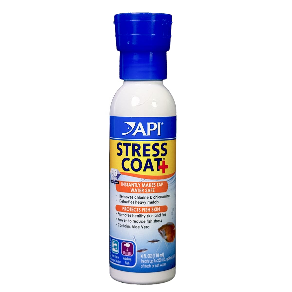 API Stress Coat botella vertido para acondicionar el agua del acuario.
