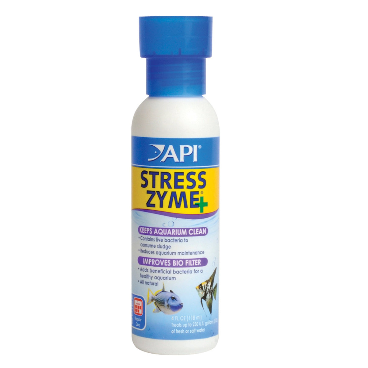API STRESS ZYME: botella de 4 onzas lista para uso en acuario.