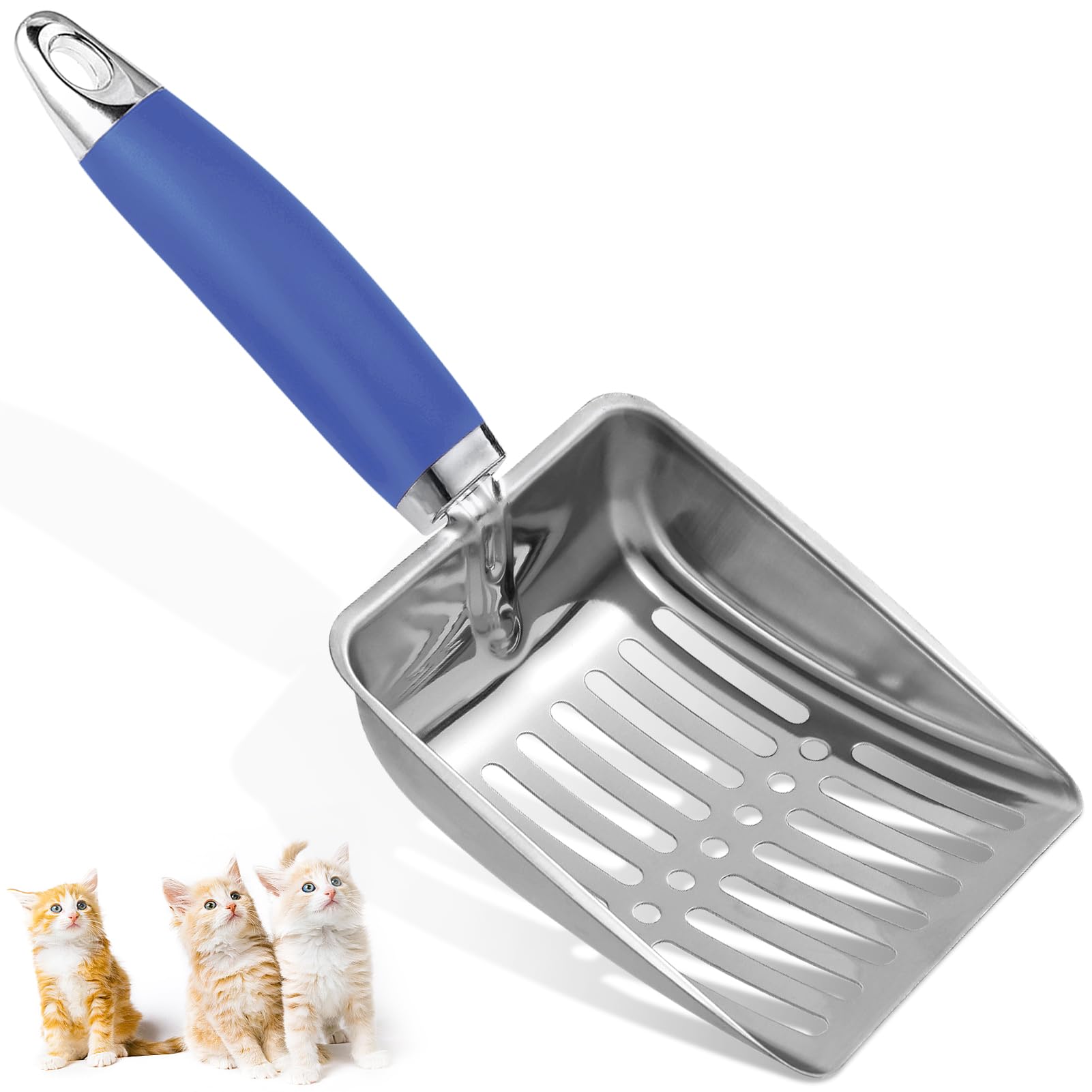 Cuchara Apidgrowth en acero inoxidable para arenero de tu gato, duradera.
