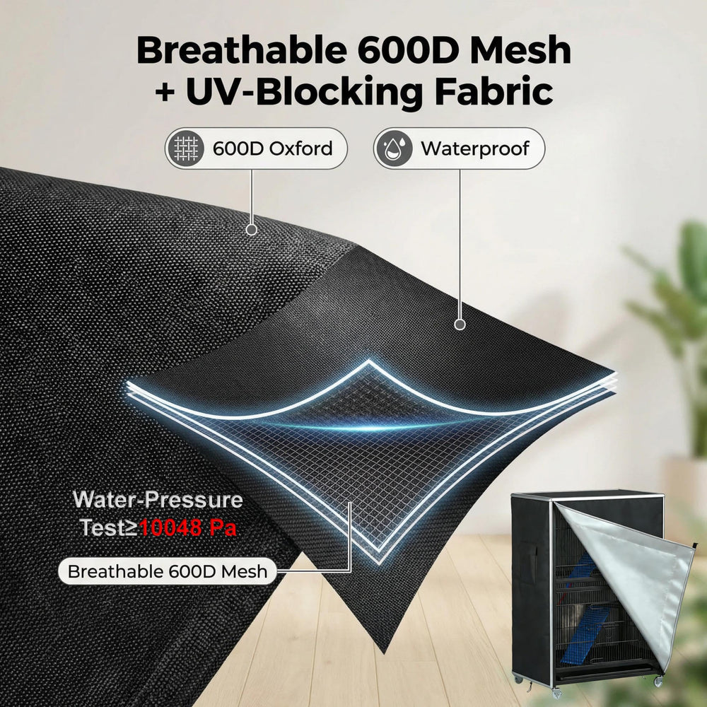 Funda APOLAI 7 con malla de ventilación para jaula, mejora la circulación.
