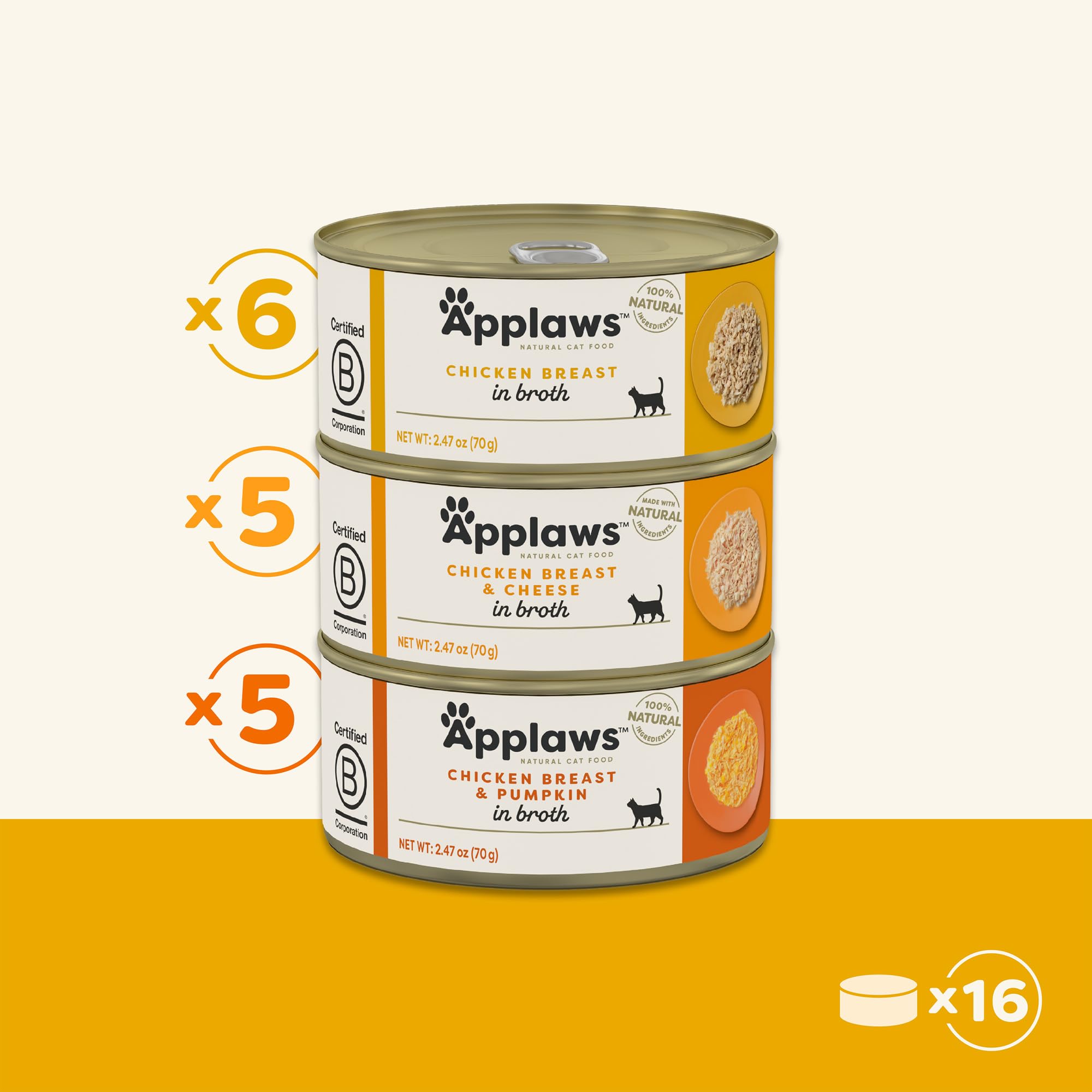 Applaws: conjunto de 24 latas de pollo para gatos, conveniencia.