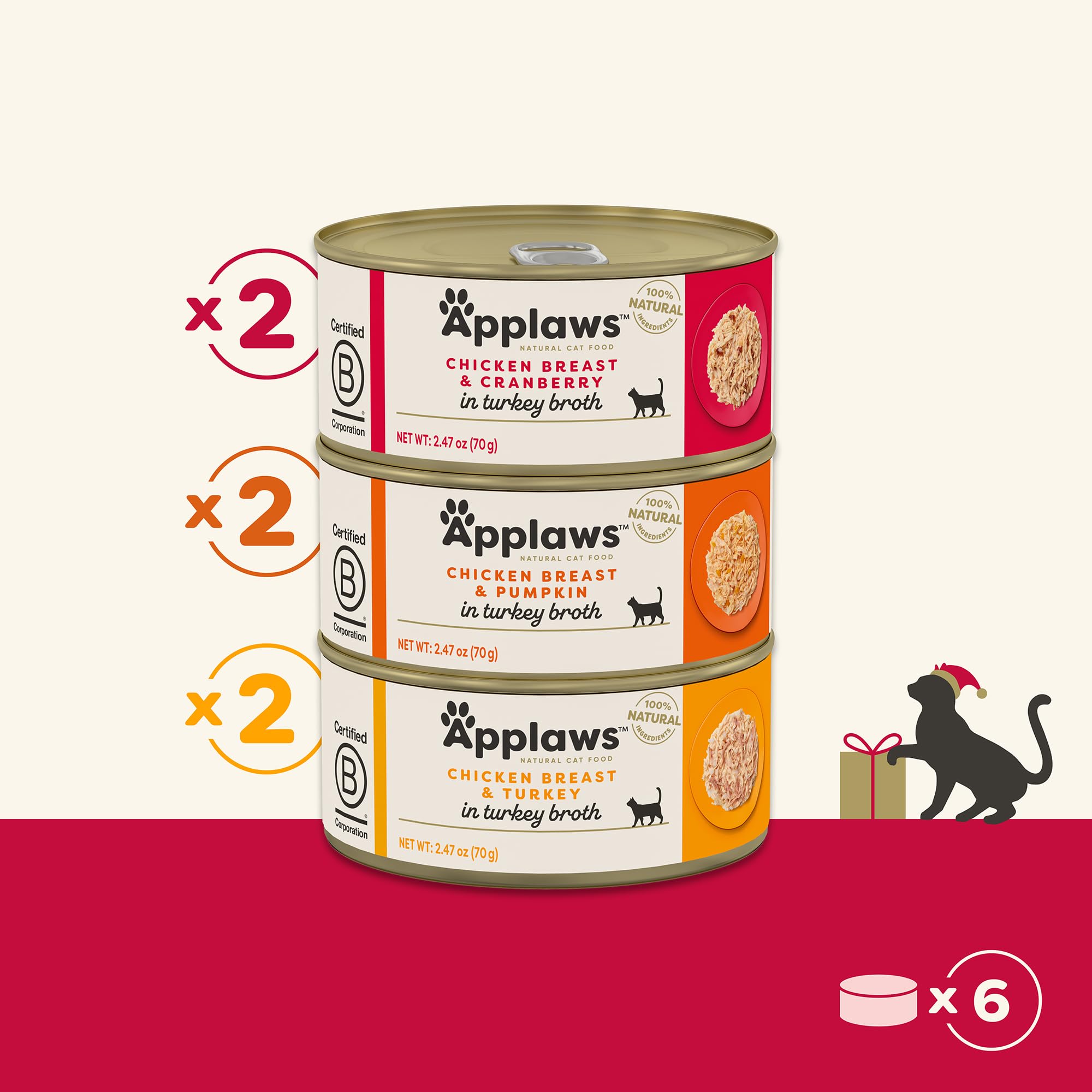 Applaws: conjunto de seis latas, práctico para mezclar con comida seca.