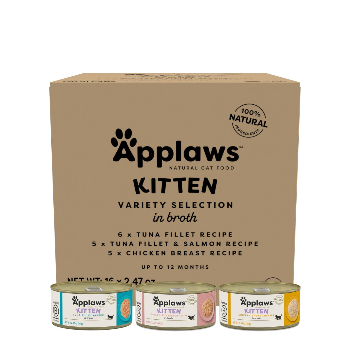 Applaws Gatito: lata de atún, proteína de calidad para gatitos.