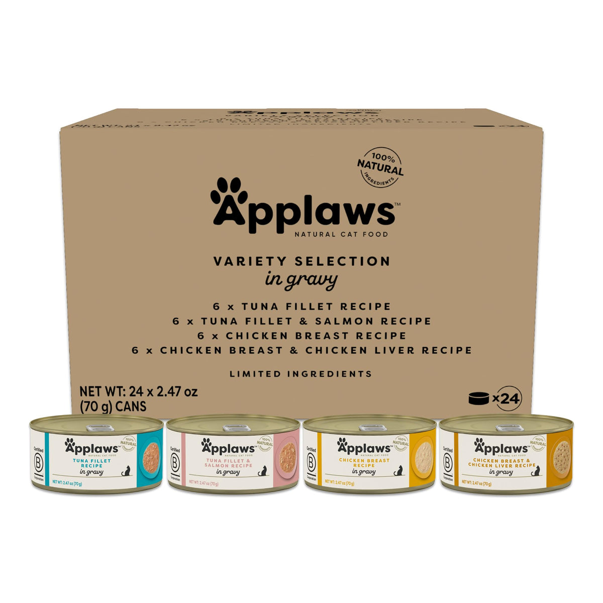 Applaws lata atún-filete, proteína real para gatos activos