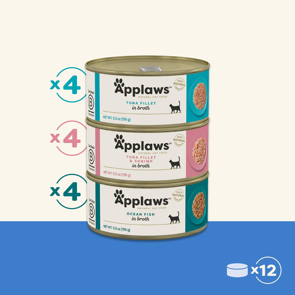 Applaws pack de 12 latas, ideal para variedad y conveniencia.