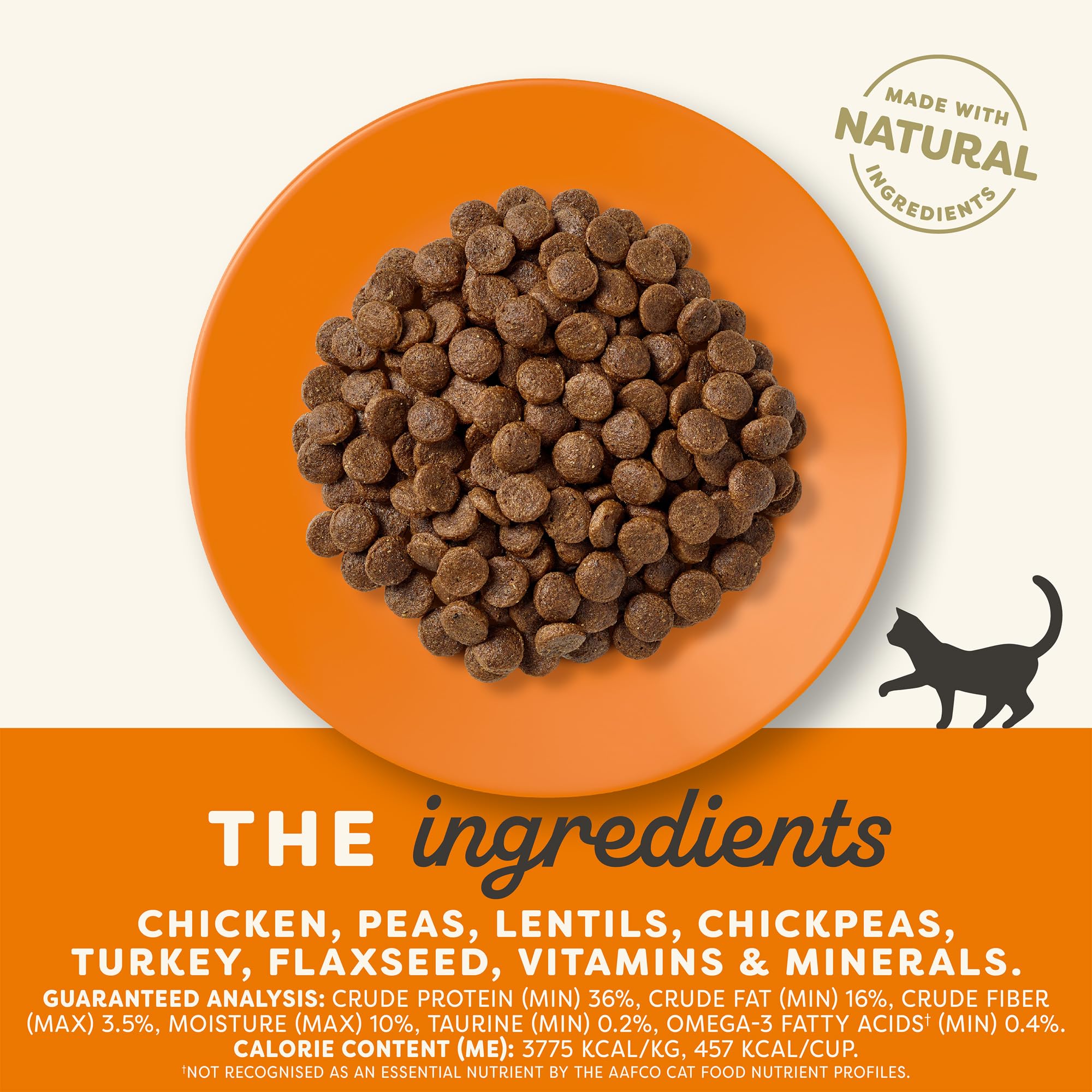 Applaws proteína alta, primer ingrediente, enfoque en gatos activos y vibrantes.