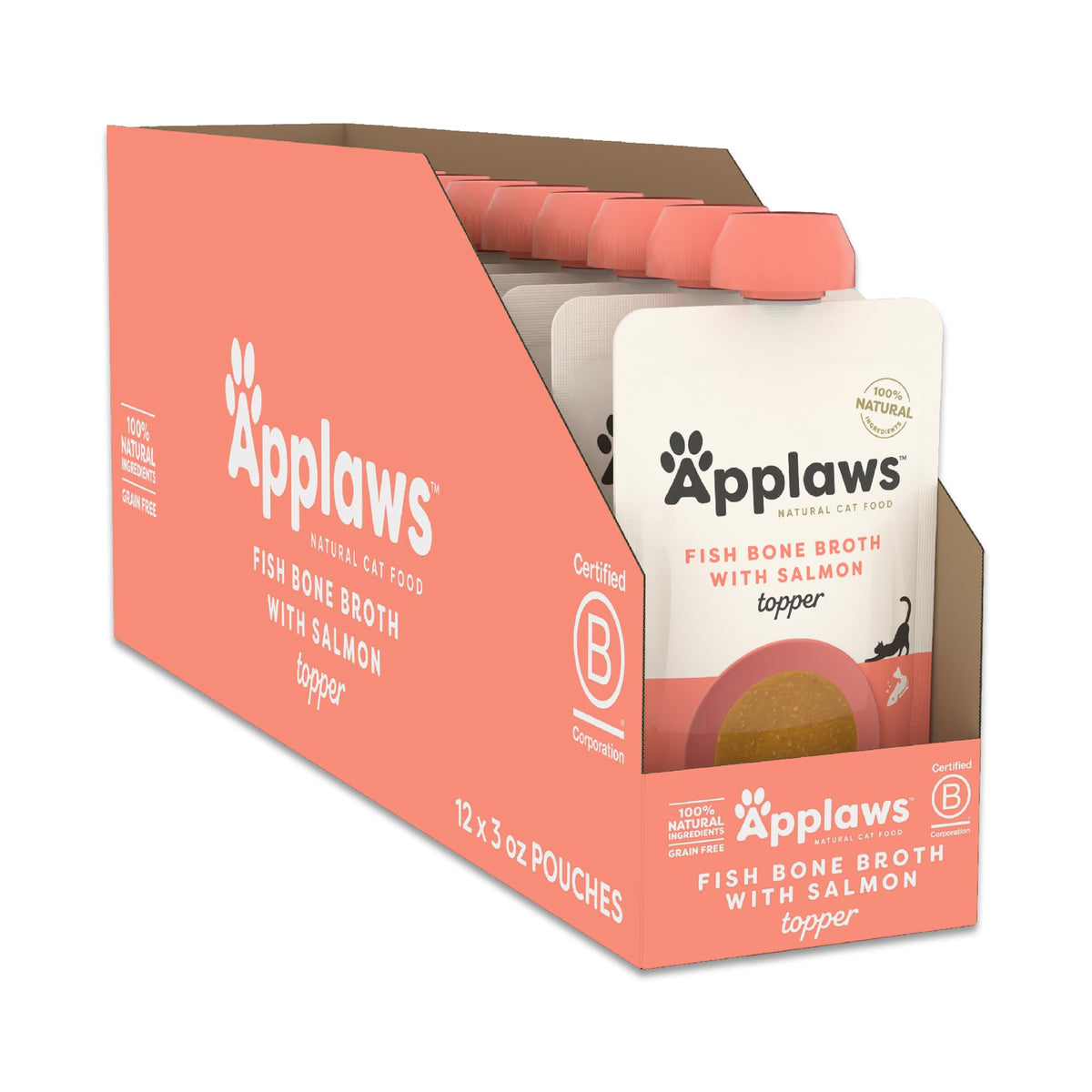 Applaws Topper Caldo de Huesos con Salmón, premio nutritivo para gatos.