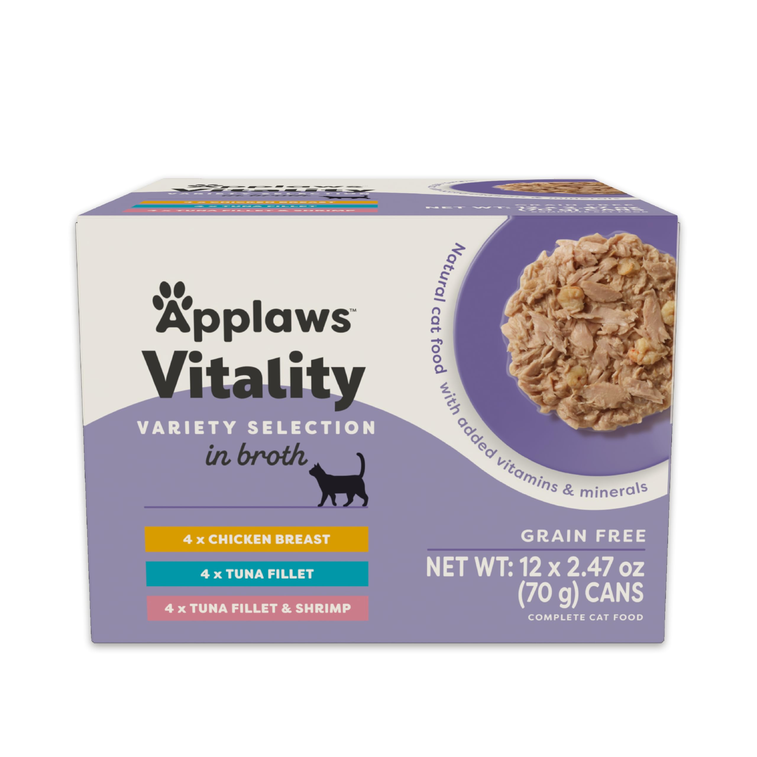 Applaws Vitality, caldo de pollo en lata, hidratación y proteína real para tu gato.