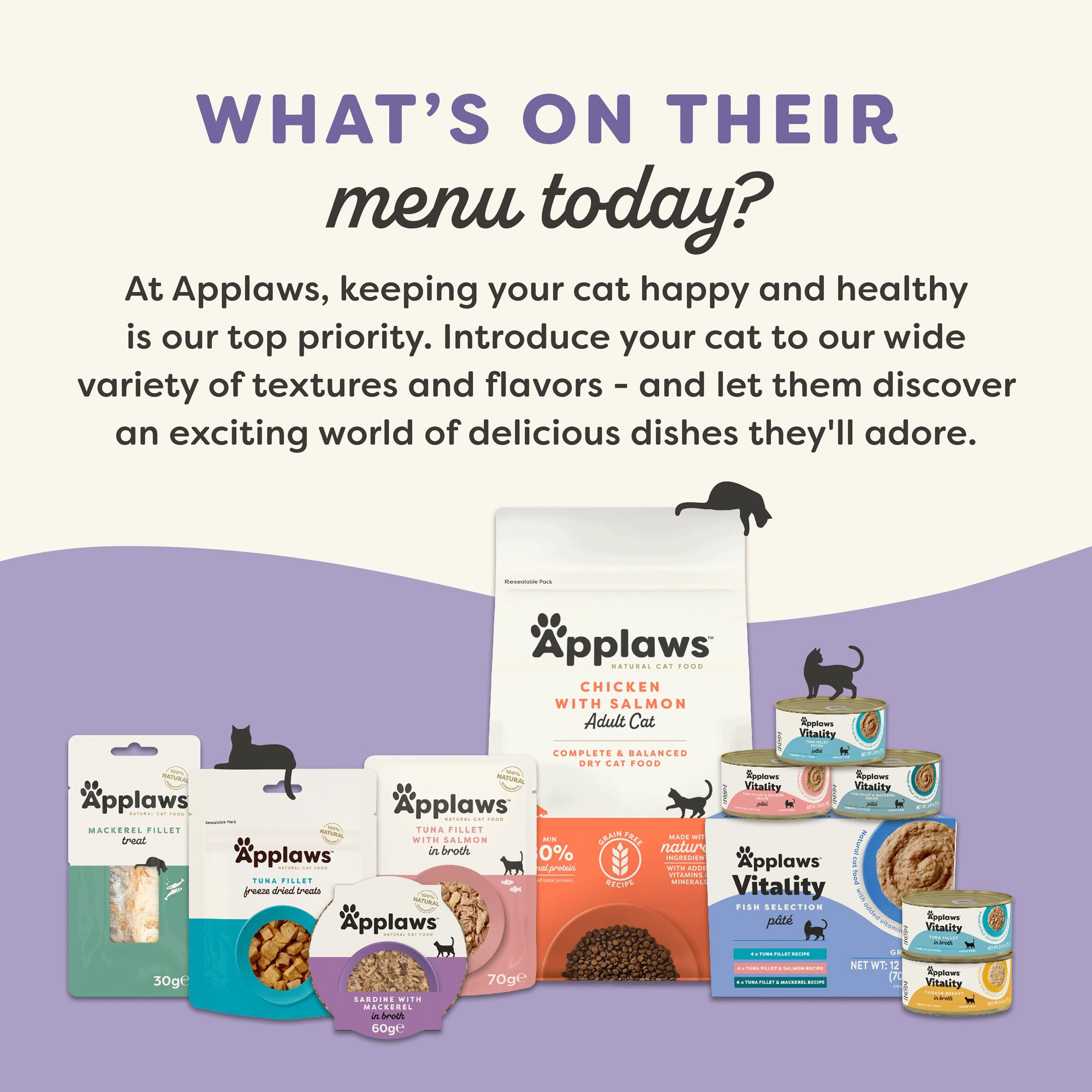 Applaws Vitality: imagen de calidad y nutrición para gatos activos.