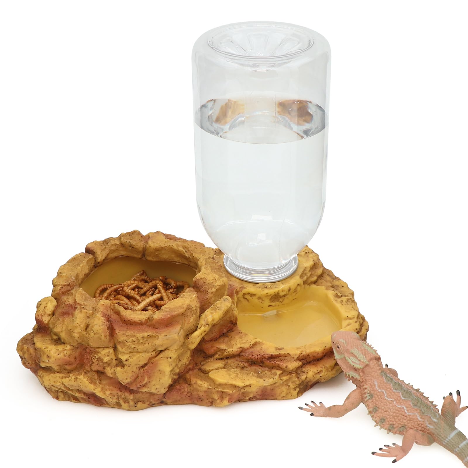 AQUA KT: cuenco alimentación sin escape en forma de roca para terrario, estética natural