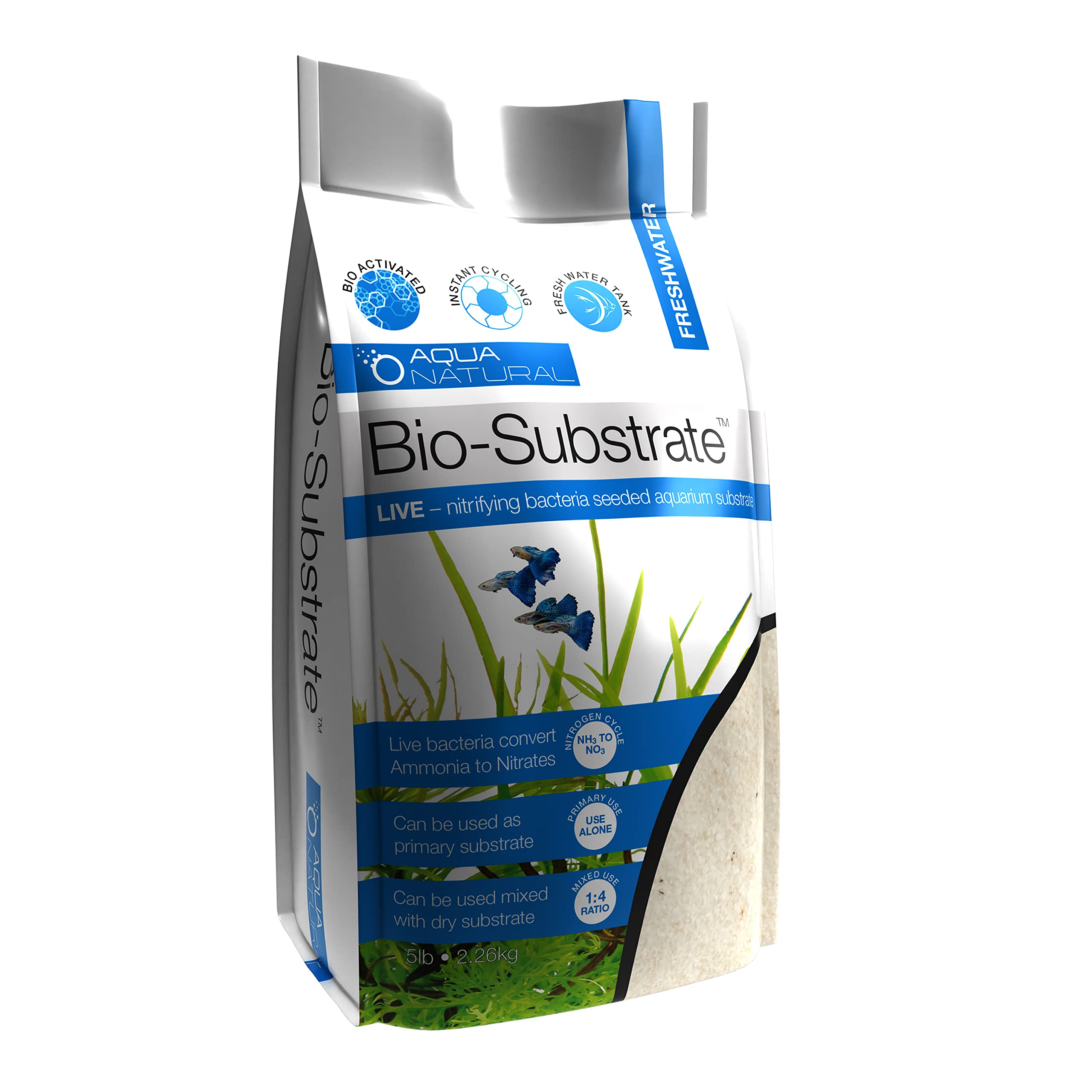 Aqua Natural Sable Blanc Sucré, substrat vivant pour aquarium, idéal pour plantes et filtration biologique.