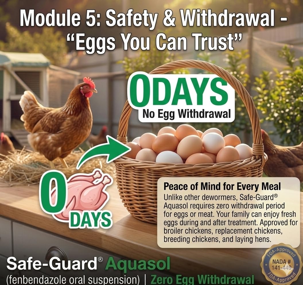 Seguro para gallinas ponedoras y reproductoras durante el periodo de tratamiento.