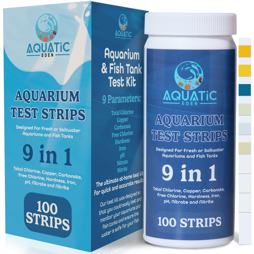 Kit de pruebas 9 en 1 de Aquatic Eden, vista frontal, lectura rápida para acuario.