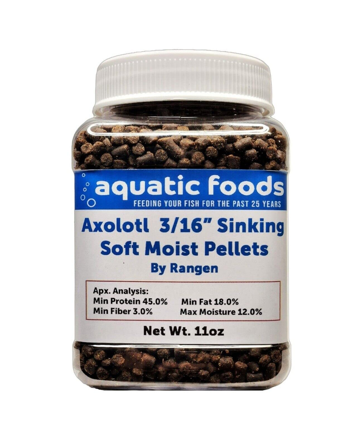 Aquatic Foods Inc. Axolotl: pellets suaves que hunden lentamente para axolotles y peces de fondo.