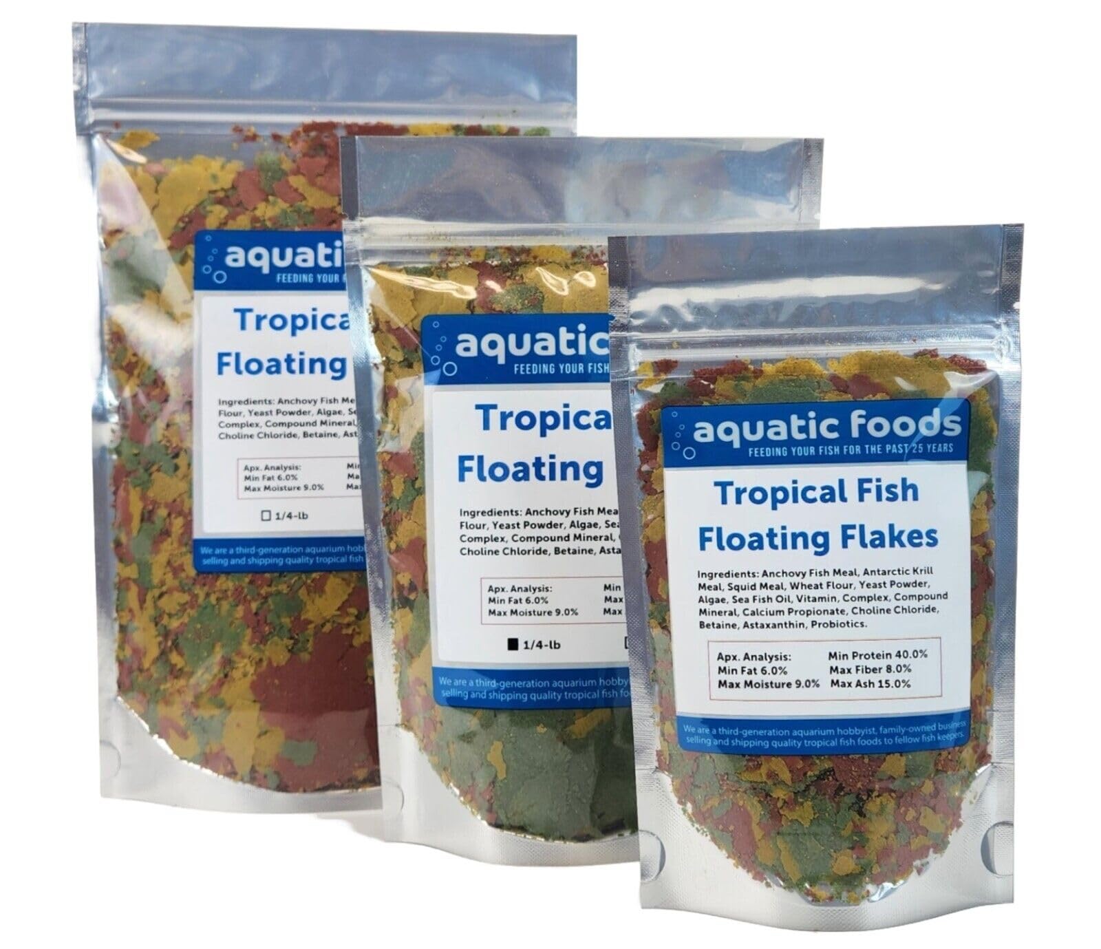 Copos tropicales con krill de Aquatic Foods Inc, posible mejora en la viveza de los peces