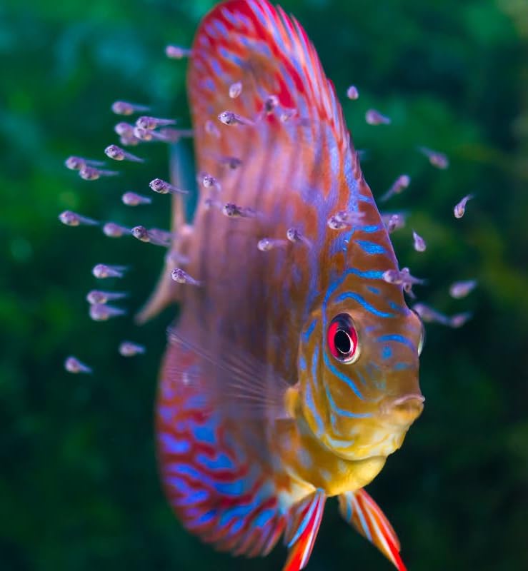 Aquatic Foods Inc. en bote de 0,5 onzas con gusanos de sangre flotantes.