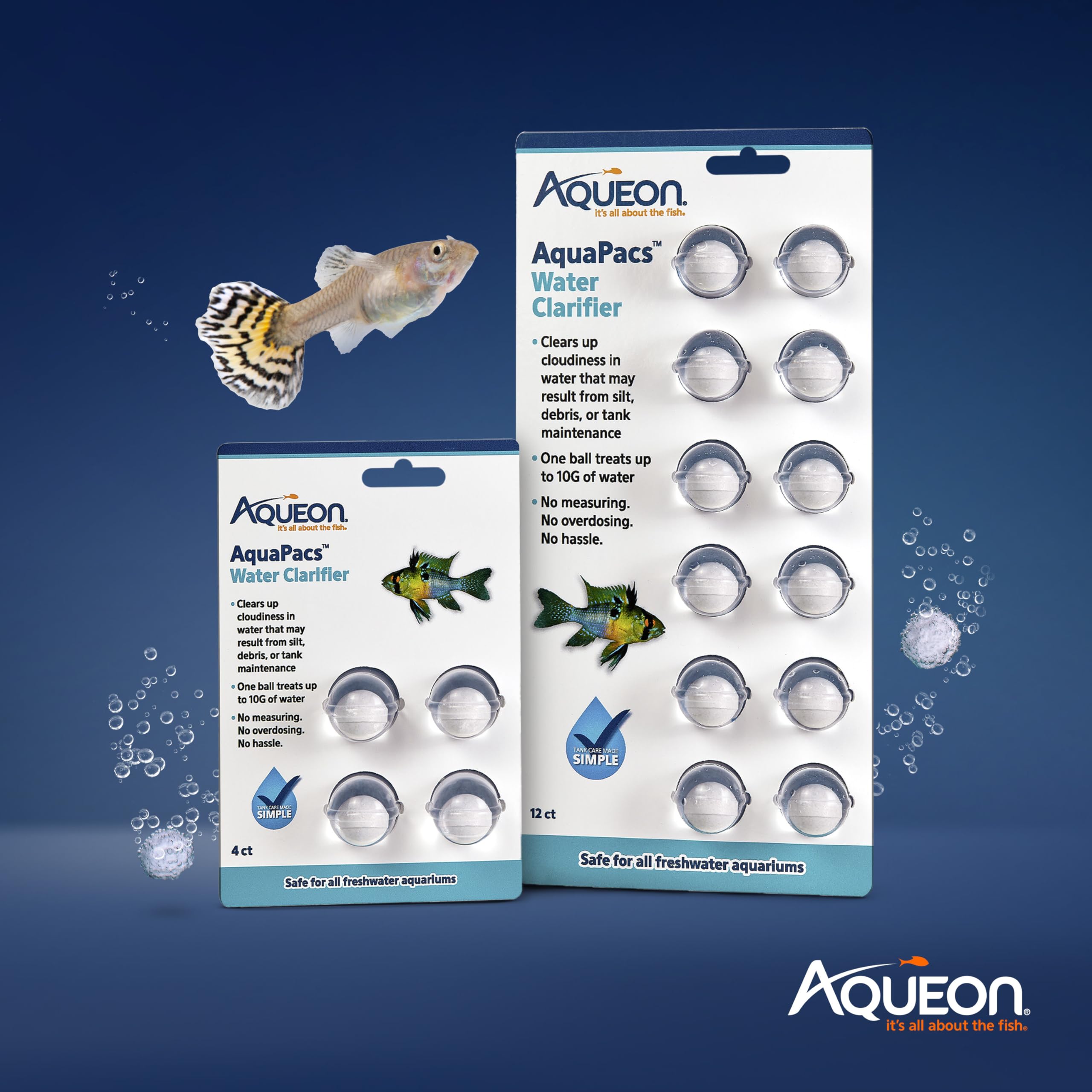 Aqueon AquaPacs bola clarificadora combate agua turbia tras limpieza.