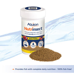 Proteínas de insectos Nutrinsect, pellets aptos para betta, favorecen crecimiento equilibrado.