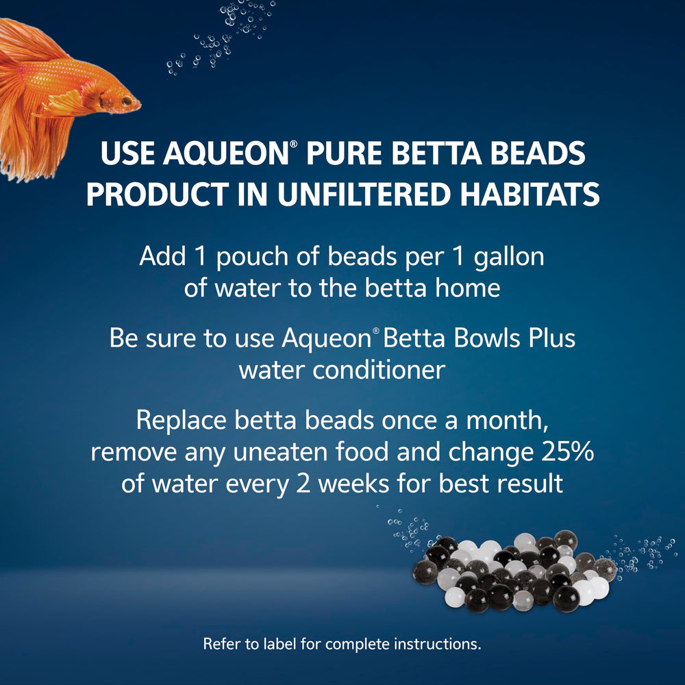 Aqueon PURE Betta Beads para acuario sin filtro y agua clara.