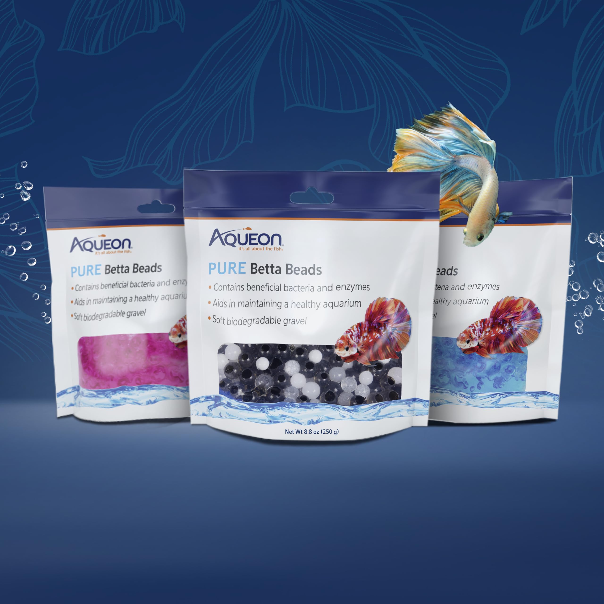 Aqueon PURE Betta Beads con bacterias beneficiosas para balance del acuario