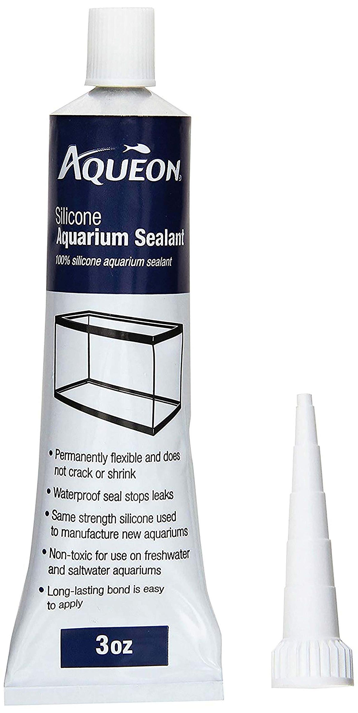 Aqueon Silicona Claro en aplicación para acuario sellando juntas sin fugas.