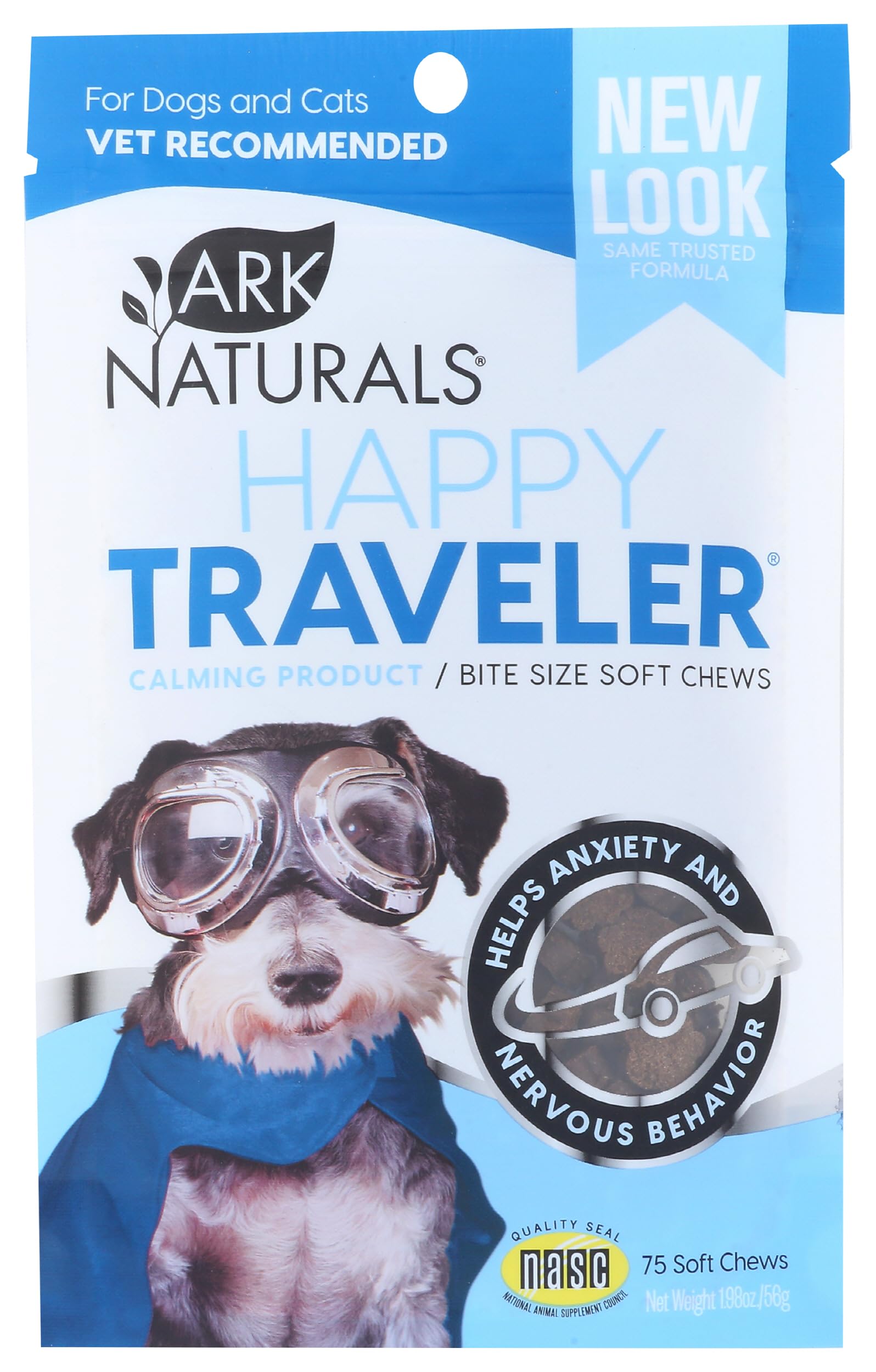 ARK NATURALS Happy Traveler gomitas calmantes para perros y gatos durante viajes