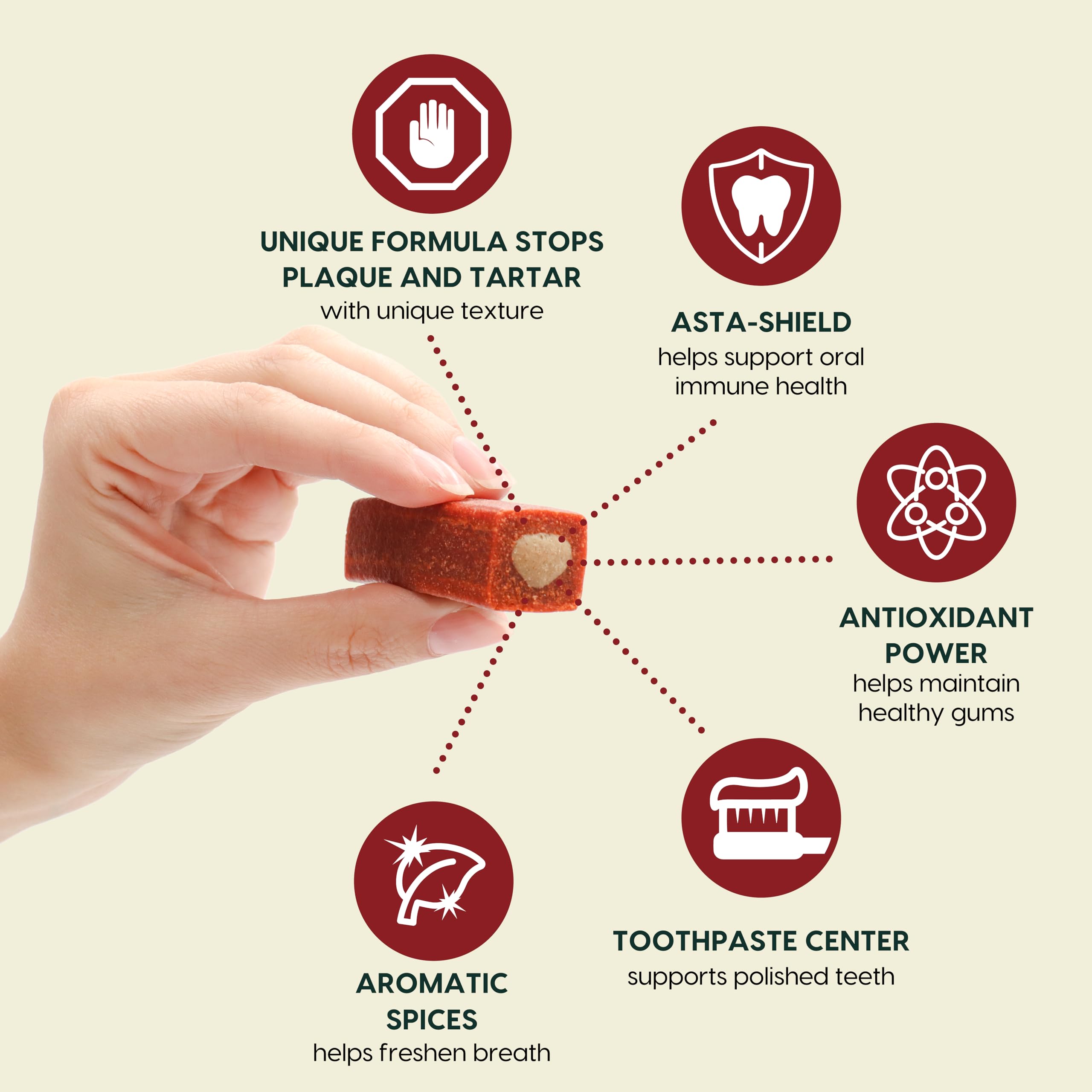 Ark Naturals Protection+ con centro de pasta dental para masticables dentales, limpieza diaria