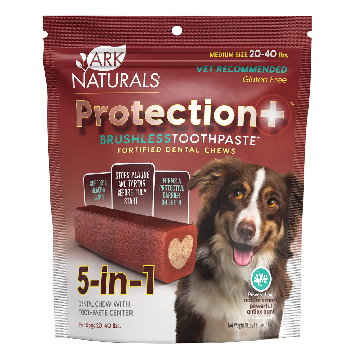 ARK NATURALS Protection Plus, centro de pasta dental para higiene diaria de perros medianos