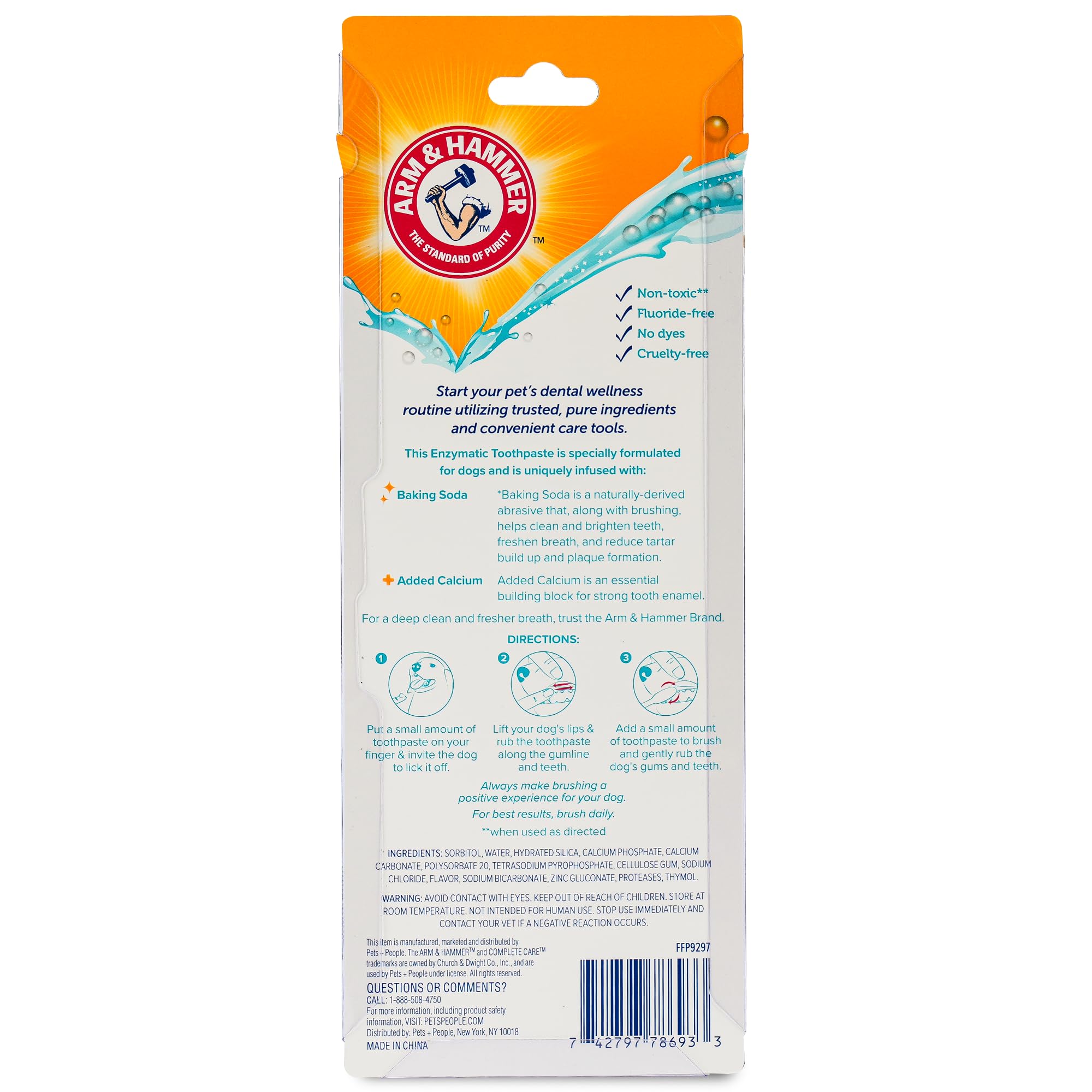 Calcio añadido Arm & Hammer para fortalecer esmalte y apoyar la salud dental.