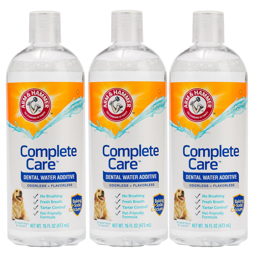 Arm & Hammer aditivo dental en botella para perros, facilita cuidado diario.