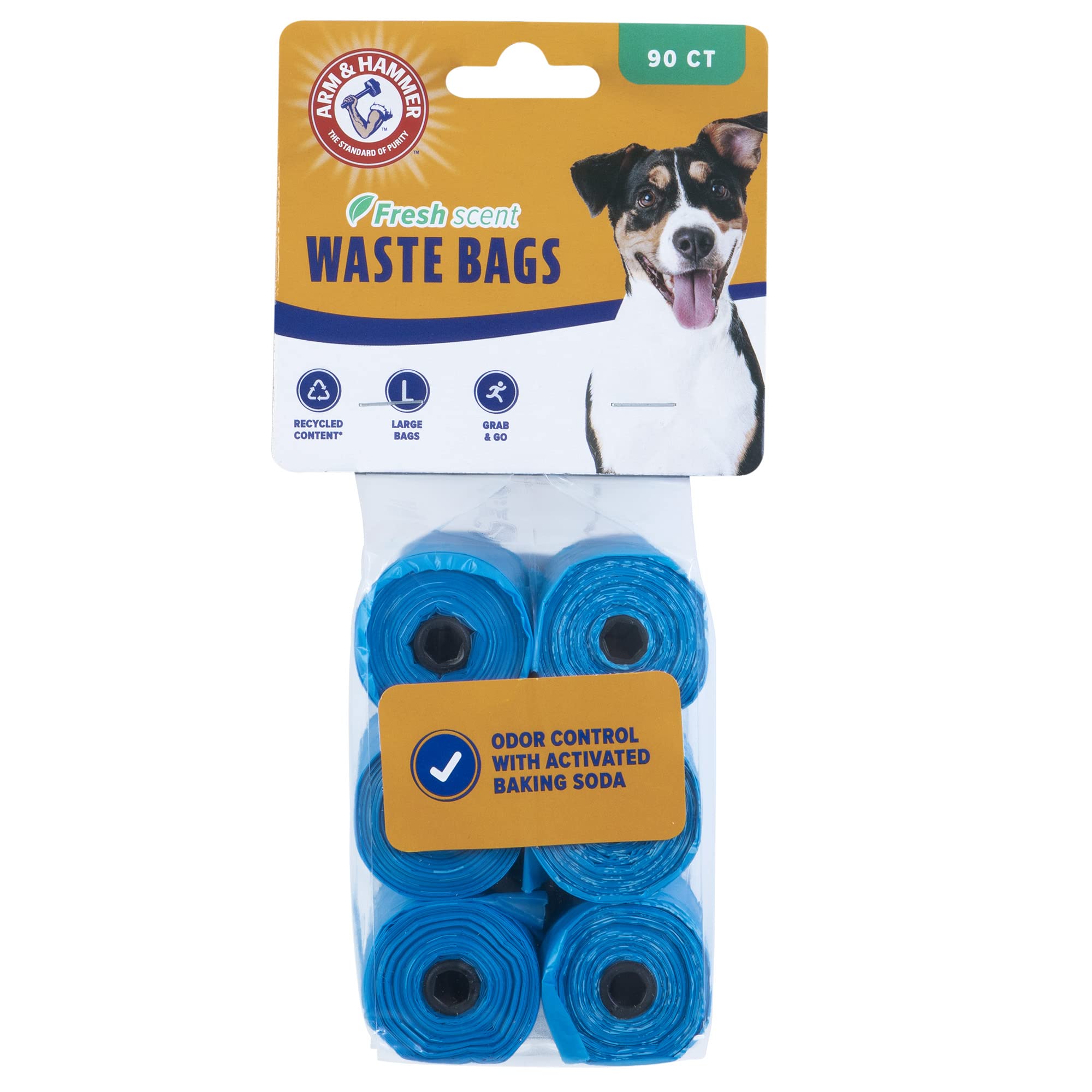 Bolsas Arm & Hammer para perro con olor fresco en dispensador, ideal para paseos.