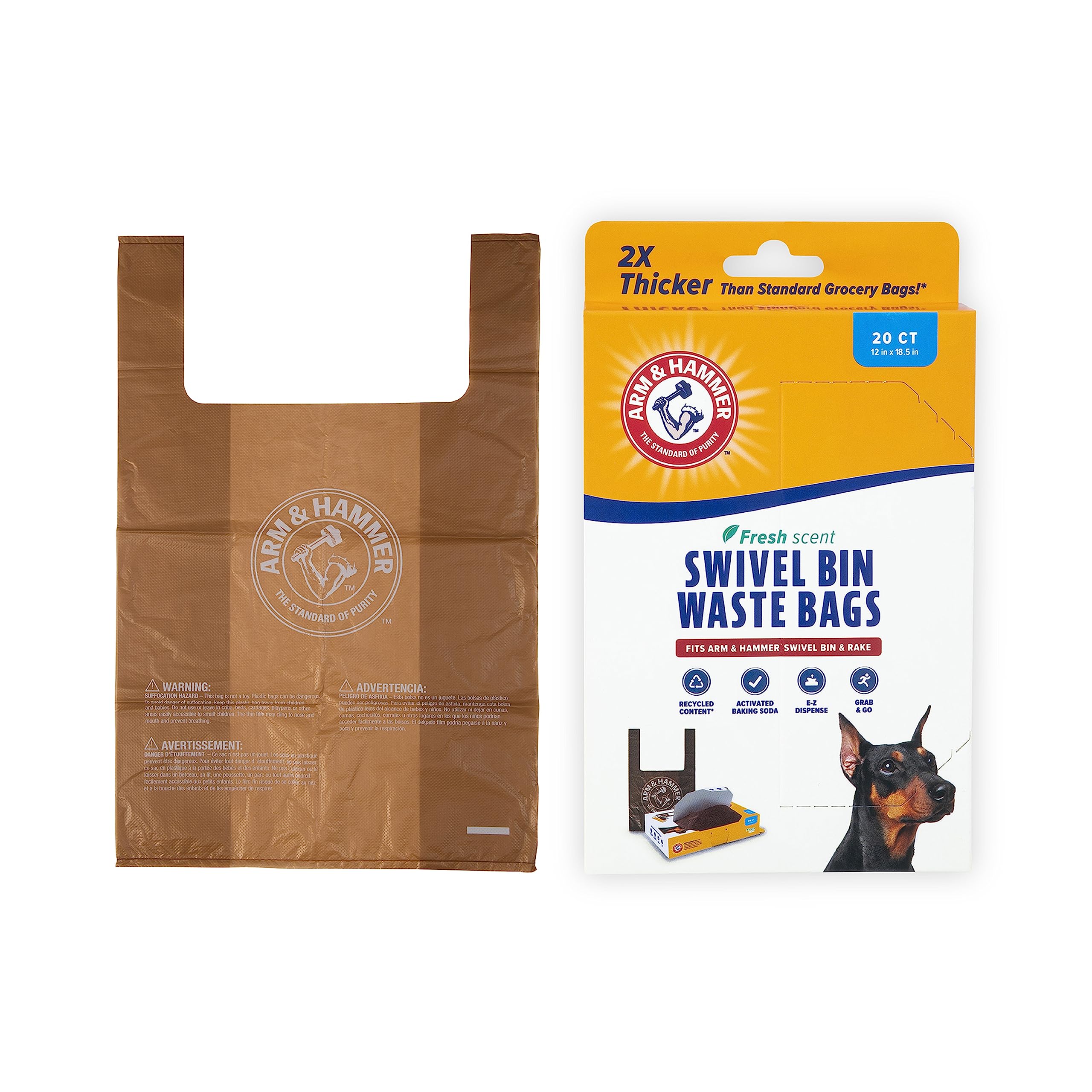 Arm & Hammer bolsas para residuos de perro junto al cubo giratorio para patio