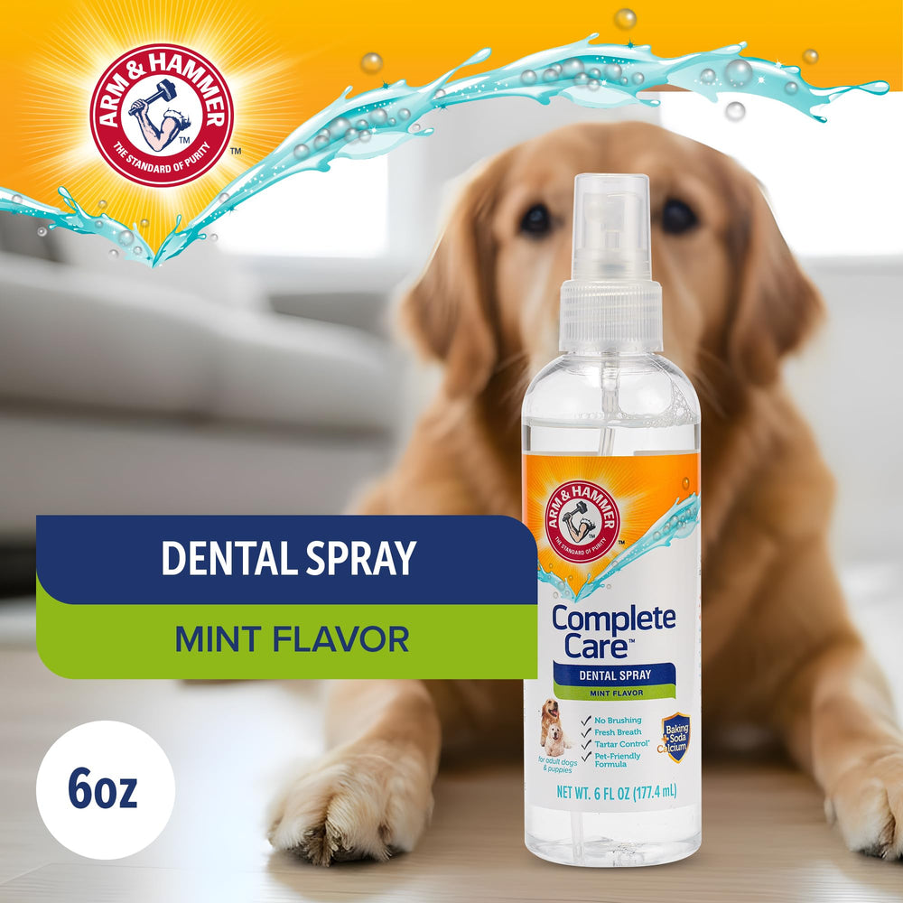 Arm & Hammer Complete Care botella de spray dental para perro.