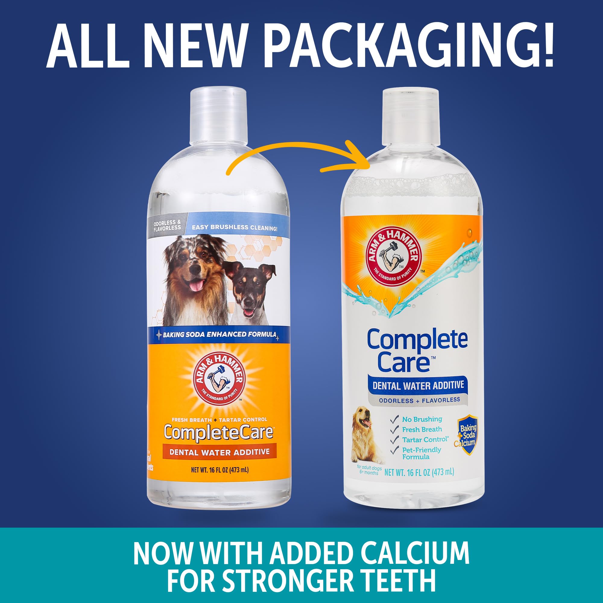 Arm & Hammer aditivo dental para perros; mezcla en agua para higiene diaria.